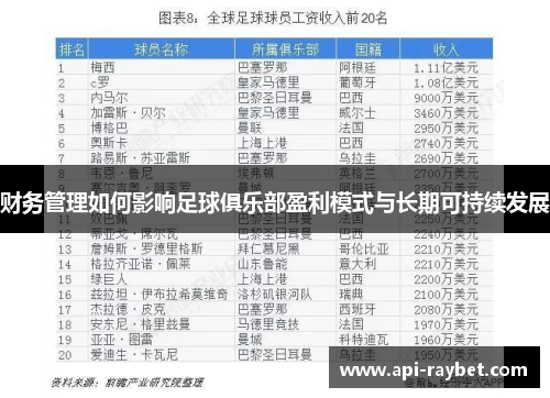财务管理如何影响足球俱乐部盈利模式与长期可持续发展 财务管理如何影响足球俱乐部盈利模式与长期可持续发展