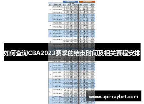 如何查询CBA2023赛季的结束时间及相关赛程安排 如何查询CBA2023赛季的结束时间及相关赛程安排