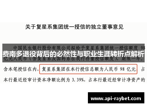 费南多退役背后的必然性与职业生涯转折点解析
